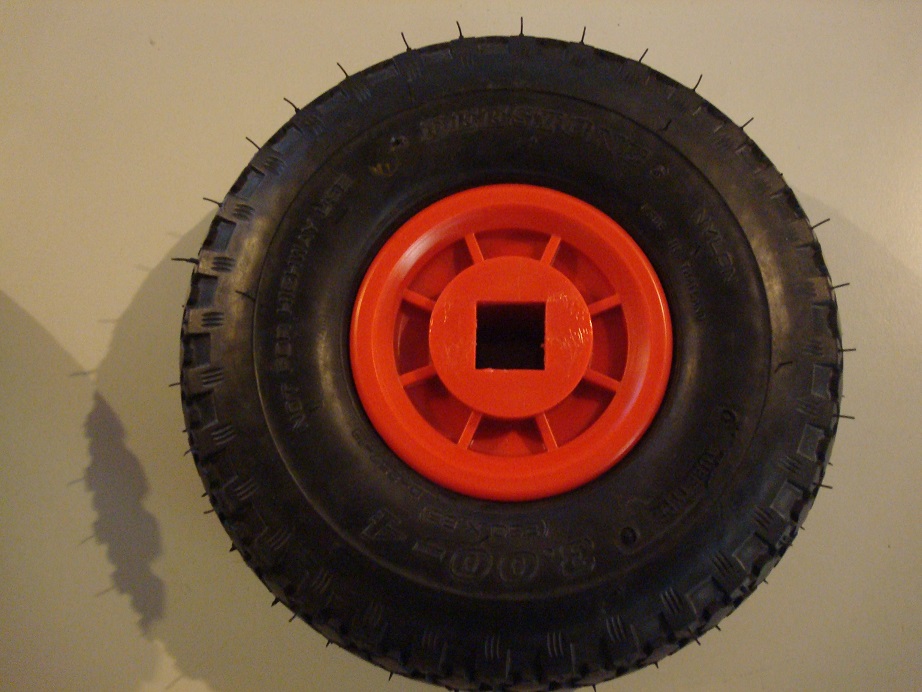 Wiel 300-4 (aandrijf- 26 cm) rood vierkant gat.