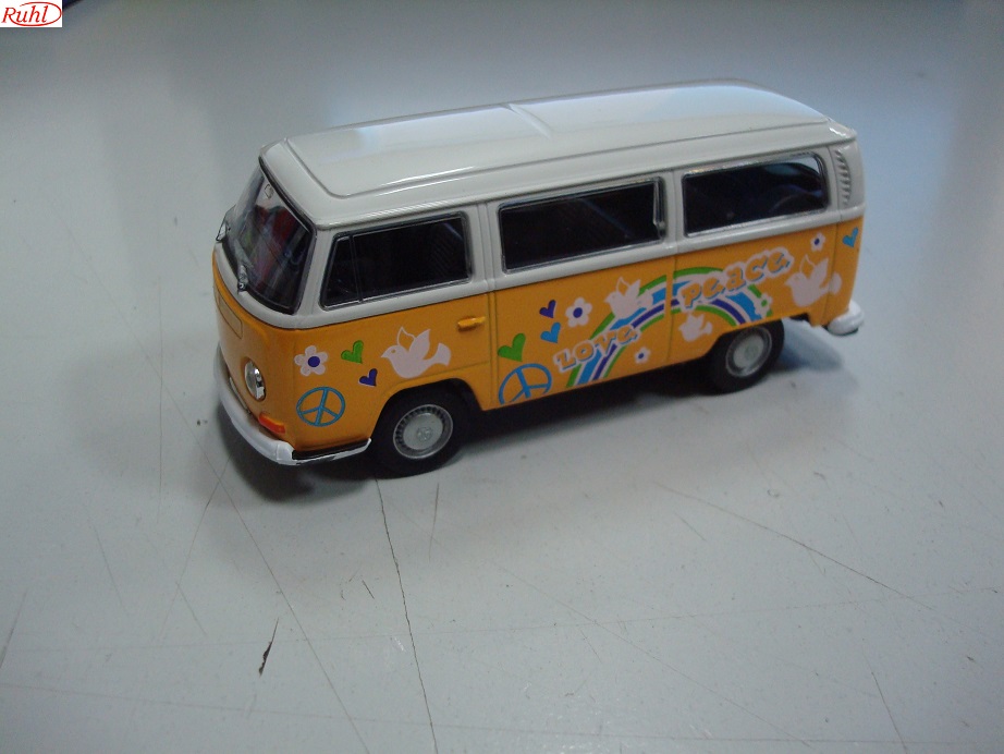 Welly VW T2 Classic Bus Flower Power, oranje/wit