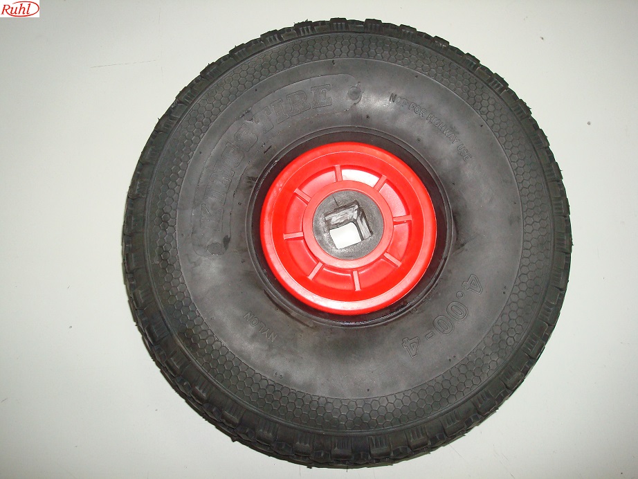 Wiel 400-4 (aandrijf- 32 cm) rood vierkant gat
